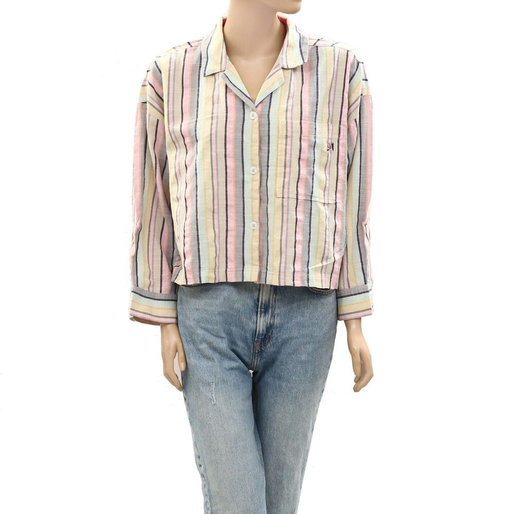 Kerri Rosenthal Sherri Stripe Shirt Blouse Top Buttondown Printed XS New 265029 - Picture 7 of 11